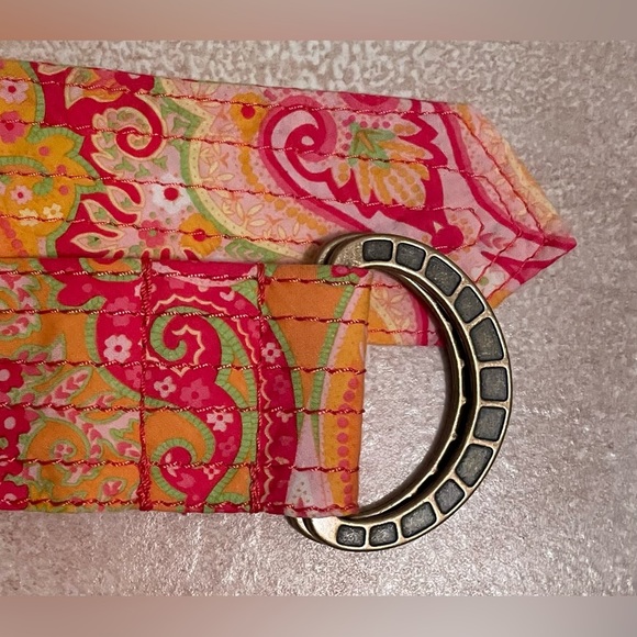 NWT J. Crew Bright Paisley Preppy Gold Ring Belt Women’s Yellow Red; size M/L - Picture 2 of 4